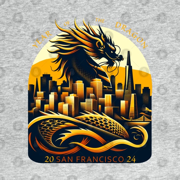 Majestic Dragon Over San Francisco - Year of the Dragon Art 2024 by 2HivelysArt